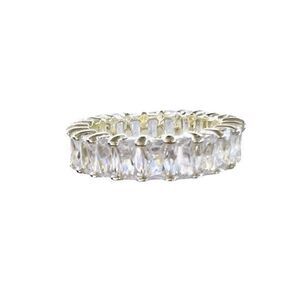 18k gold filled “Gemma” Full Baguette White Stone Eternity Band Ring White Gold